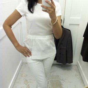 Theory Carrian Stretch Cotton Peplum Top - L